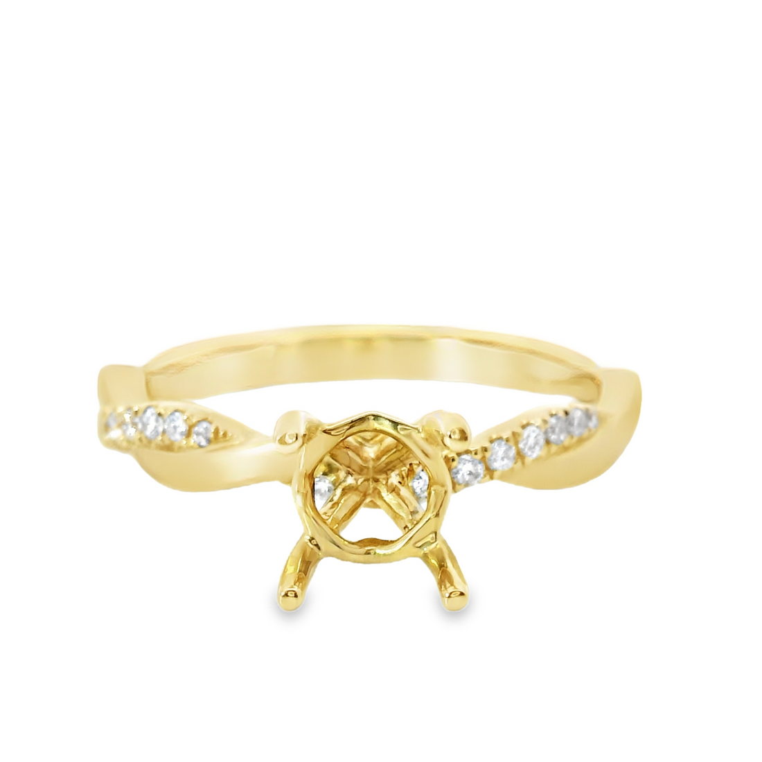 18kt Yellow Gold Twist Natural Diamonds Semi-Mount Ring (0.12ct)
