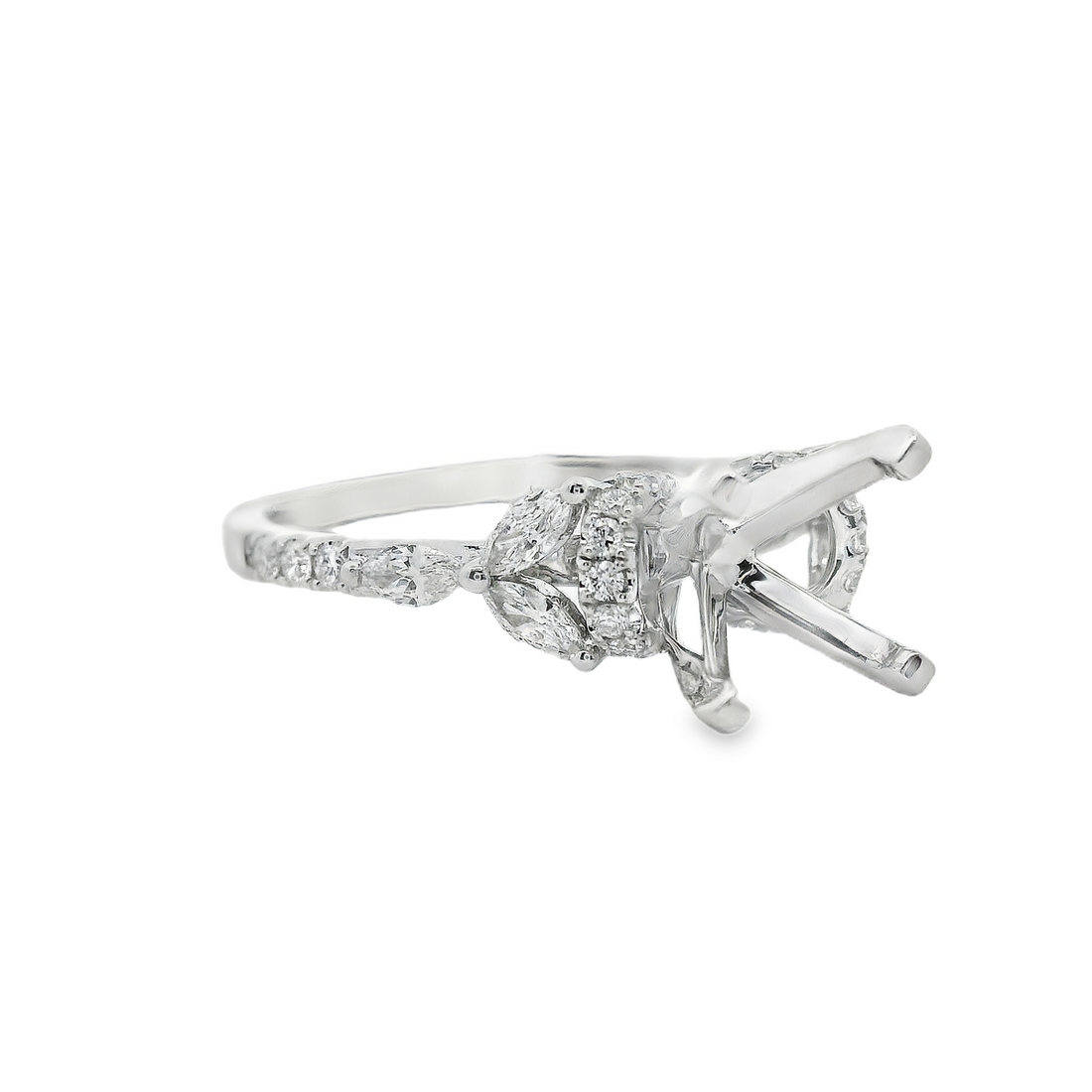 Platinum Natural Diamond Semi-Mount Ring (.47ct)