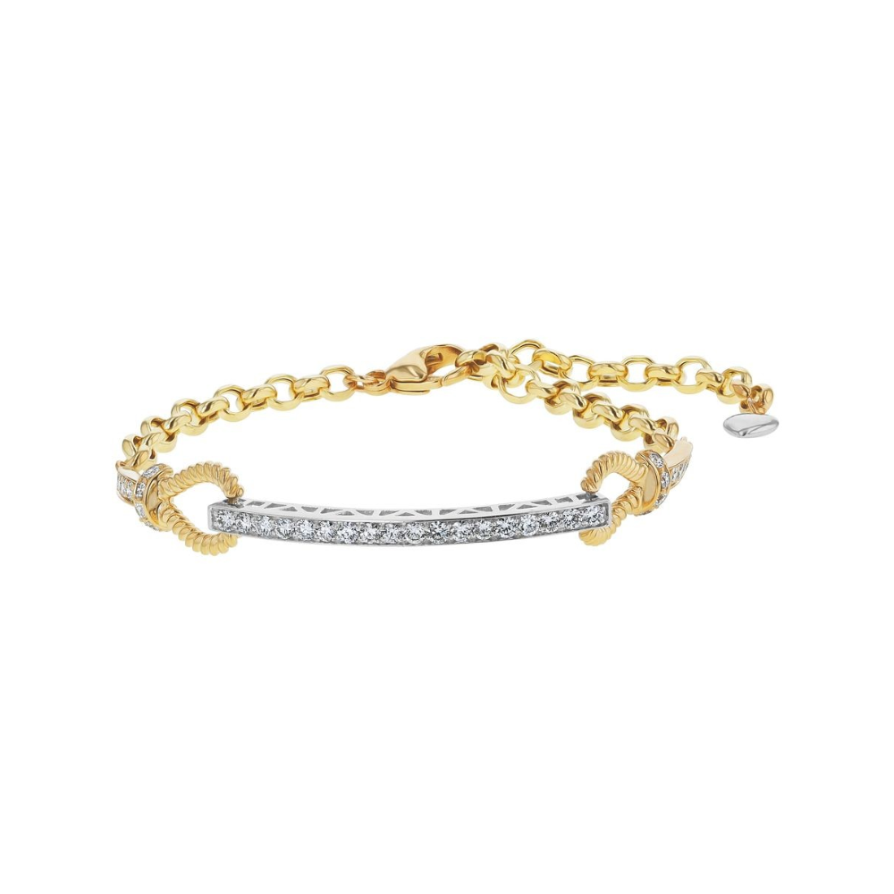 Oro Alexander 14kt Yellow Gold 8" Natural Round Diamond Bar Bracelet (1.00ct)