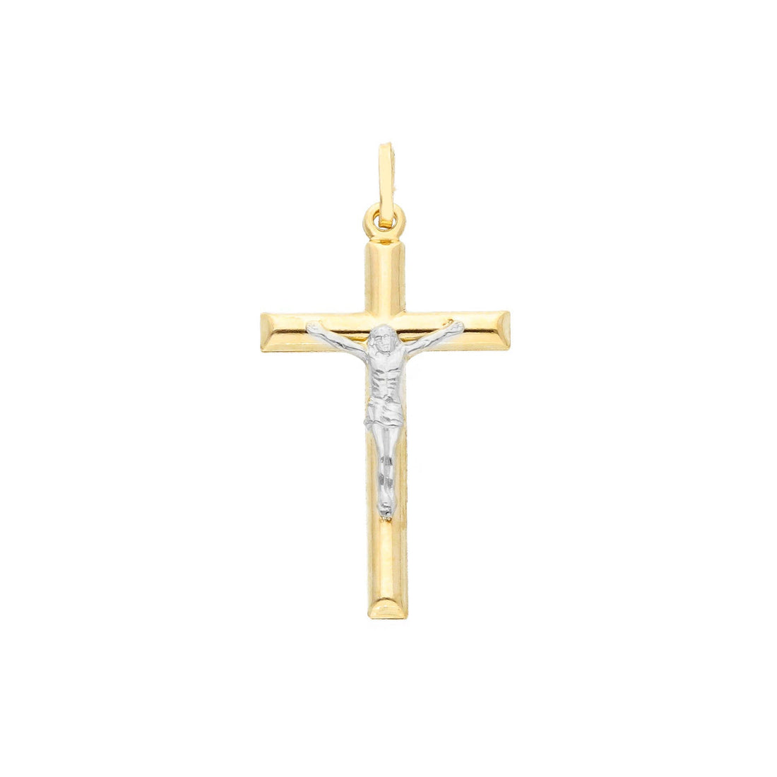 14kt Two-Tone Gold Italian Made Crucifix Charm (1.97g)