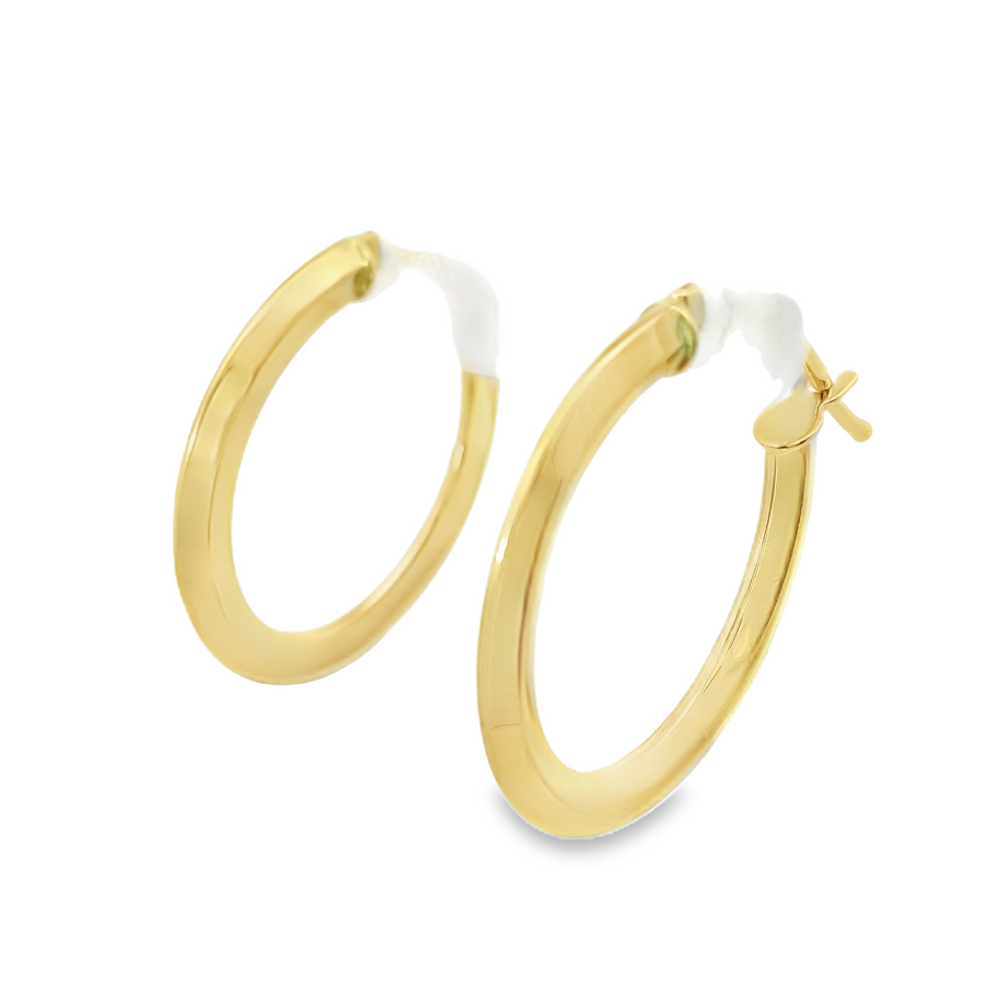 18kt Yellow Gold Italian Made Medium Hoop Earrings (1.00g)