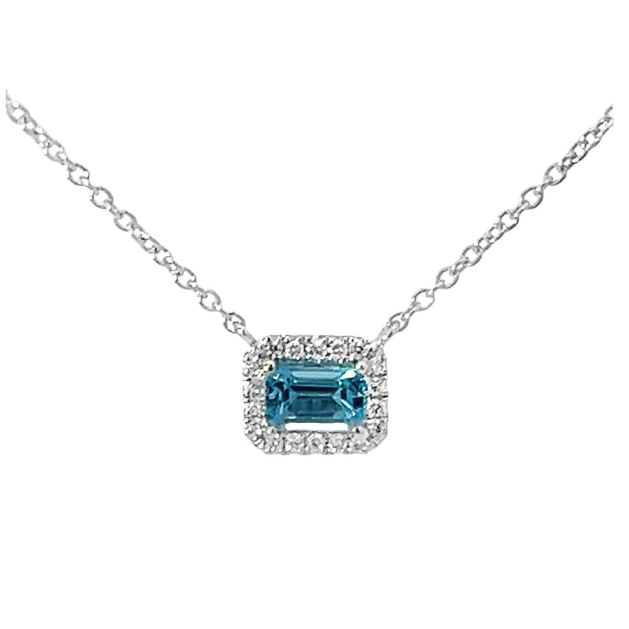 18kt White Gold Natural Diamonds And Natural Blue Topaz Pendant (0.52ct)