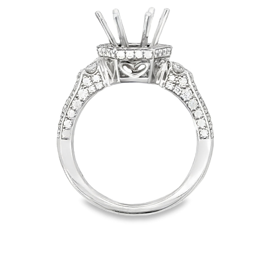 18kt White Gold Halo Natural Diamonds Semi-Mount Ring (0.89ct)