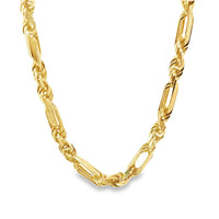 18kt Yellow Gold 28" 7.5mm Italian Made Figarope Chain (164g)