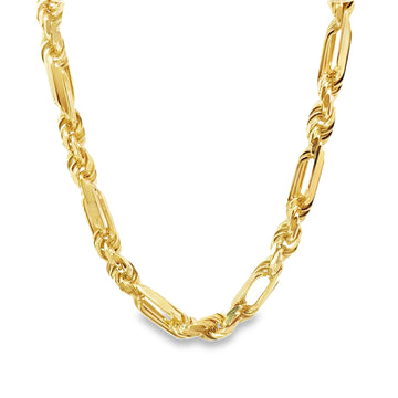 18kt Yellow Gold 28" 7.5mm Italian Made Figarope Chain (164g)