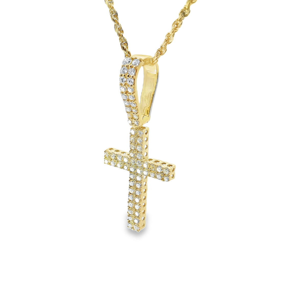 14kt Yellow Gold Lab-Grown Round Diamonds Cross Pendant (.56ct)
