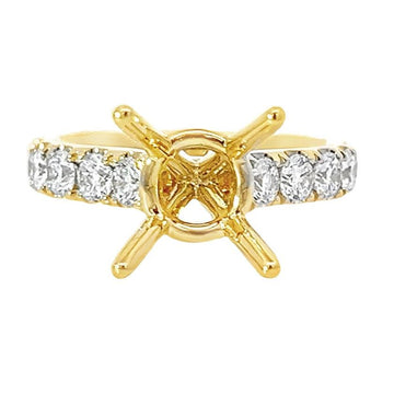 18K Yellow Gold Natural Round Diamond Semi-Mount Ring (1.47ct)