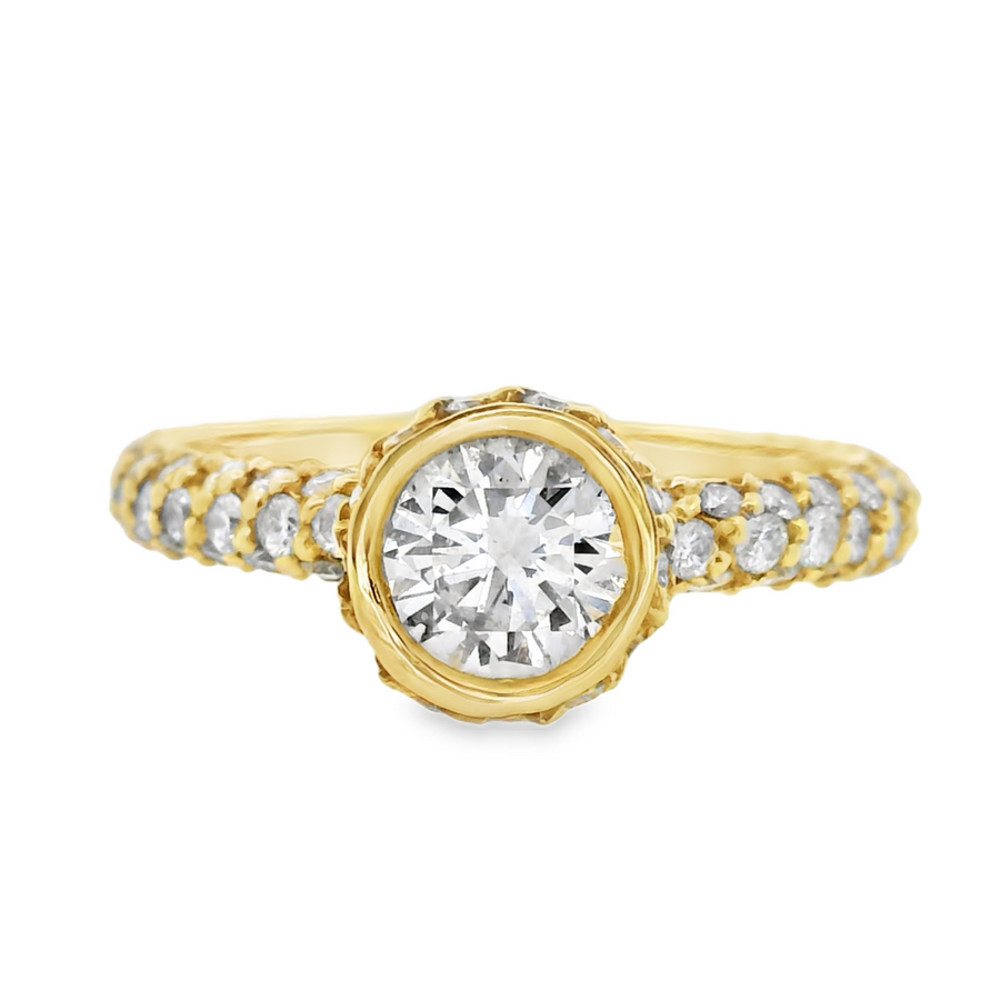 18kt Yellow Gold Natural Round Diamond Engagement Ring (1.67ct)