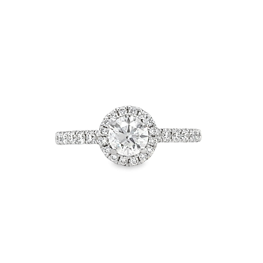 18K White Gold Natural Halo Diamond Engagement Ring (.85ct)