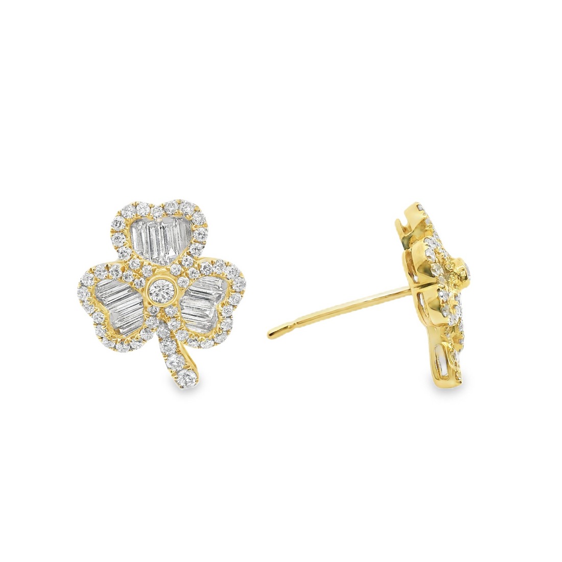 18kt Yellow Gold Diamond Shamrock Earrings (1.05ct)