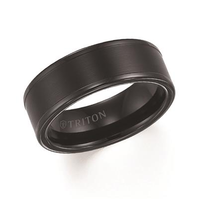 Triton Black Tungsten 8mm Polished Finish Ring