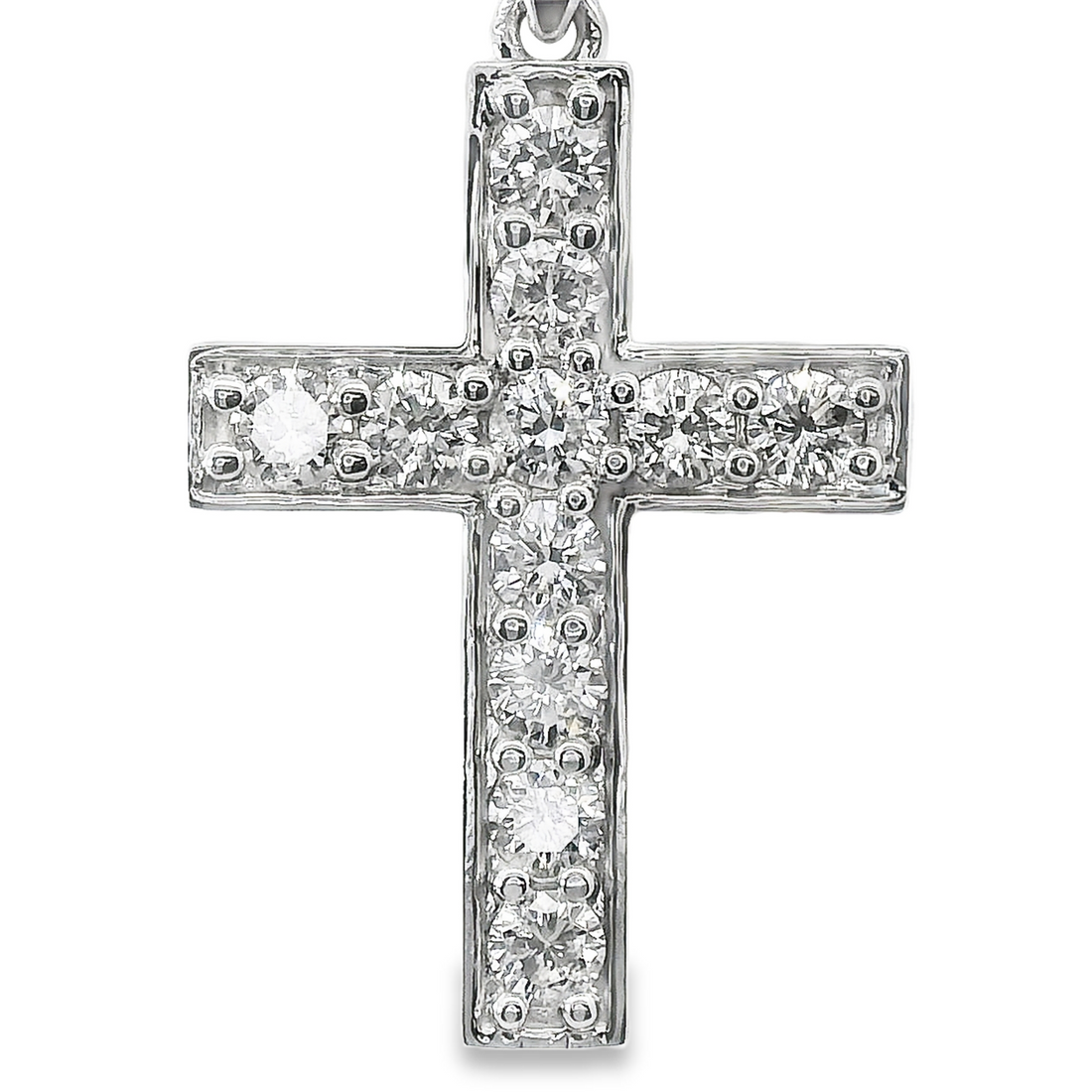 14kt White Gold Natural Diamond Cross Pendant (.91ct)