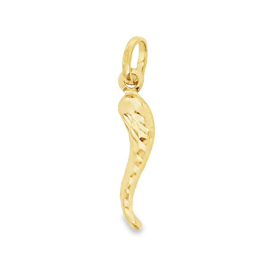 18kt Yellow Gold Italian Made Diamond Cut Horn Pendant (.52g)