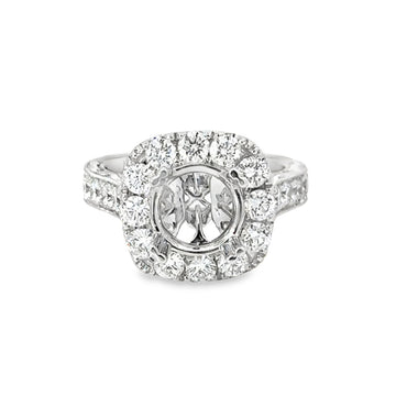 18kt White Gold Halo Natural Diamonds Semi-Mount Ring (1.53ct)