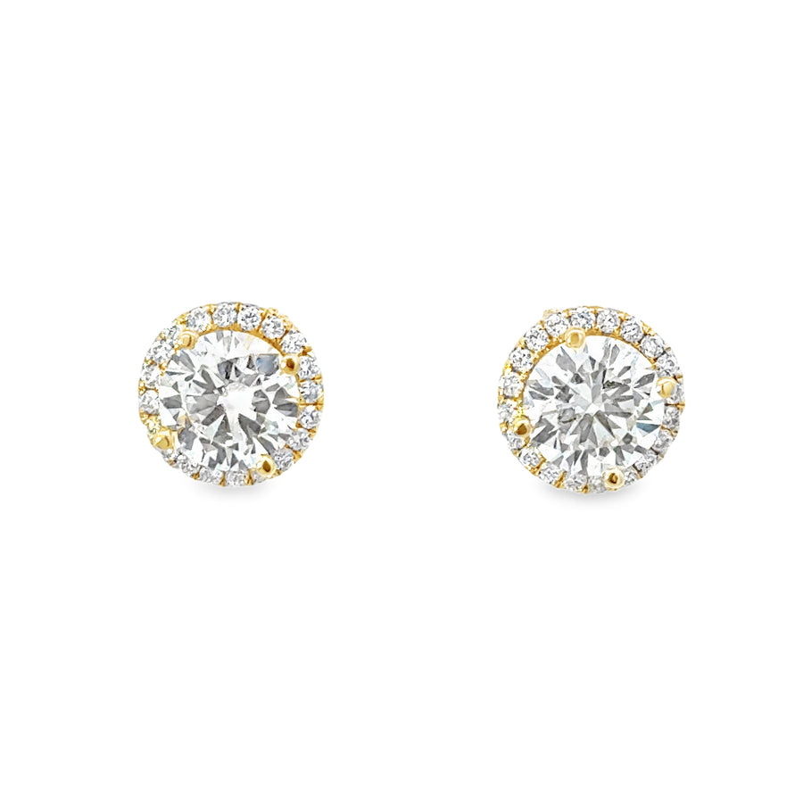 18kt Yellow Gold Lab-Grown Round Diamond Studs (2.25ct)