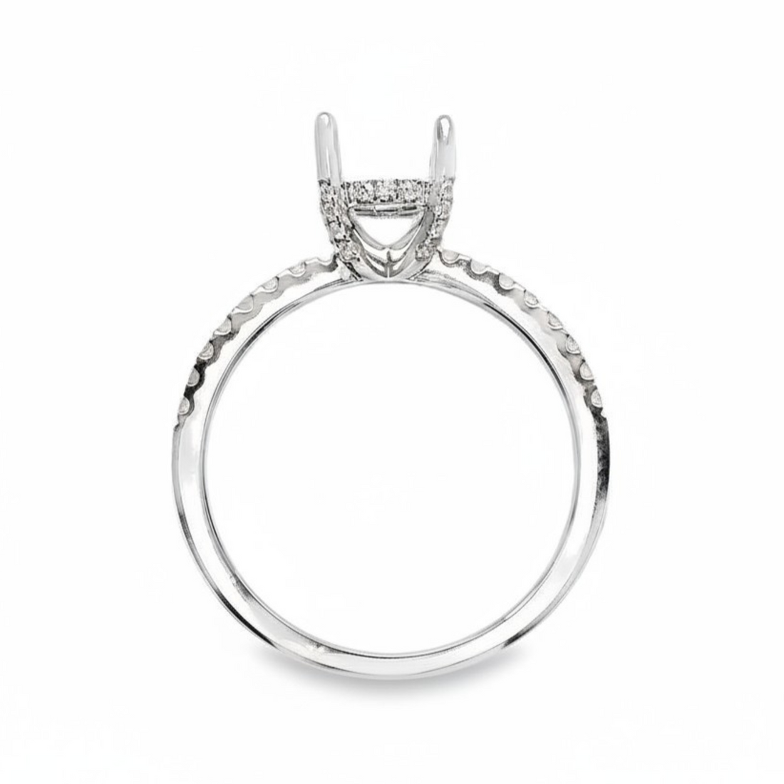18kt White Gold Full-Cut Diamond Hidden Halo Semi-Mount Ring (.24ct)