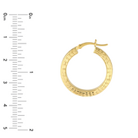14kt Yellow Gold 3x25mm Square Diamond Cut Hoop Earrings (2.34g)