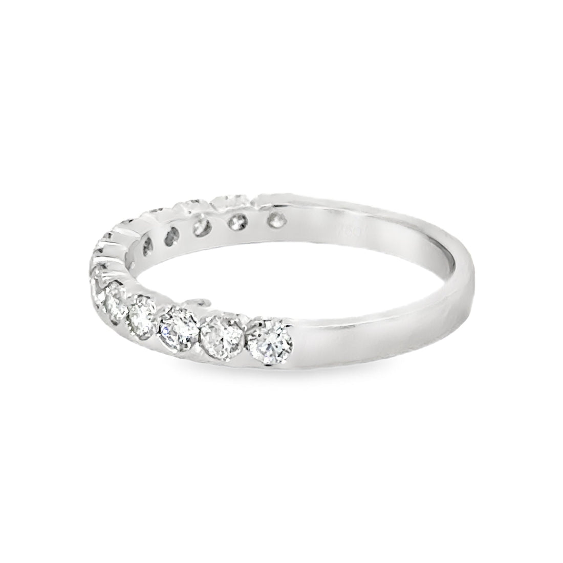 18kt White Gold Diamond Half Bezel Wedding Ring (0.63ct)