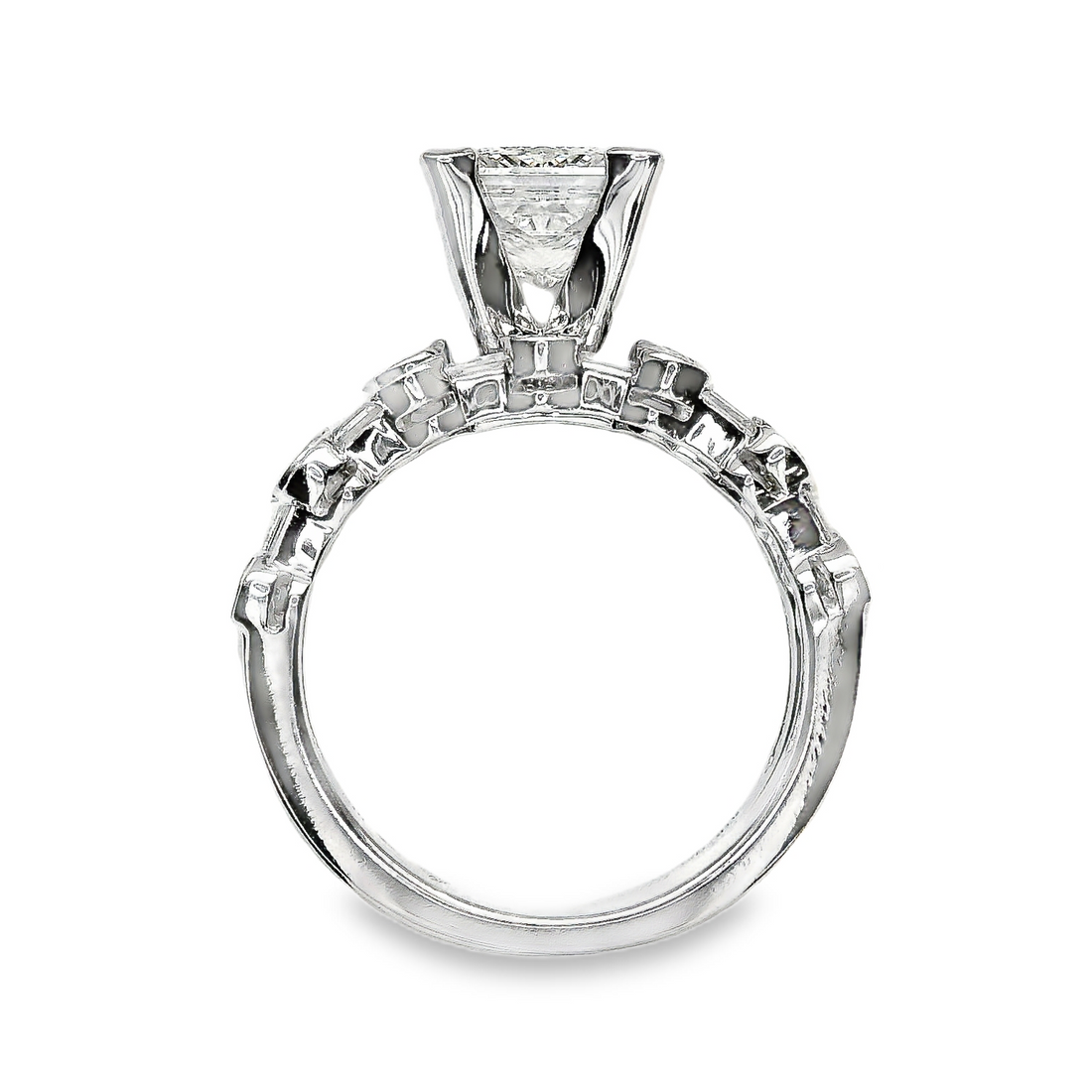 18kt White Gold Lab-Grown Princess Diamond and Natural Diamond Wedding Ring Set (2.92ct)