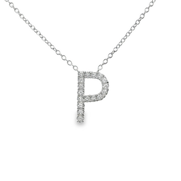 18kt White Gold Natural Diamond Initial "P" Pendant (0.18ct)