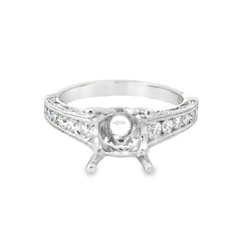 Platinum White Gold Channel Natural Diamonds Semi-Mount Ring (0.52ct)