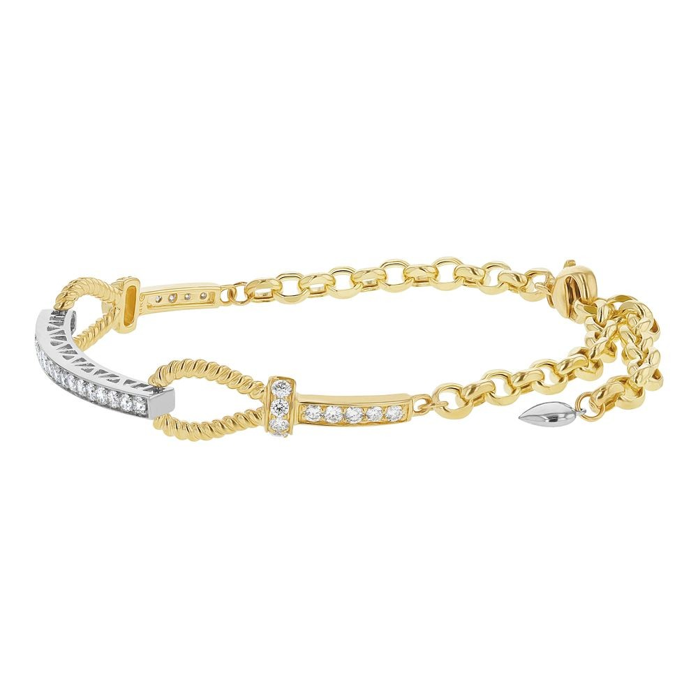 Oro Alexander 14kt Yellow Gold 8" Natural Round Diamond Bar Bracelet (1.00ct)