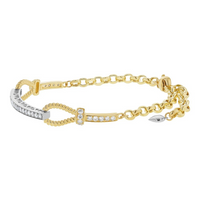 Oro Alexander 14kt Yellow Gold 8" Natural Round Diamond Bar Bracelet (1.00ct)