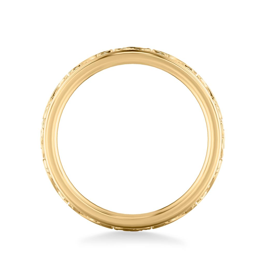 Artcarved 14kt Yellow Gold 7mm Matte Finish Floral Patterned Wedding Band