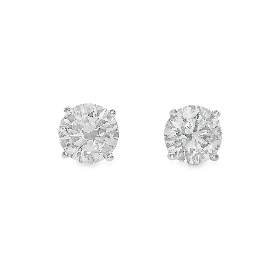 14kt White Gold Lab-Grown Round Diamond 3-Prong Martini Style Stud Earrings (4.02ct)