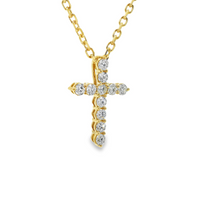 18kt Yellow Gold Natural Round Diamond Cross Pendant (.44ct)
