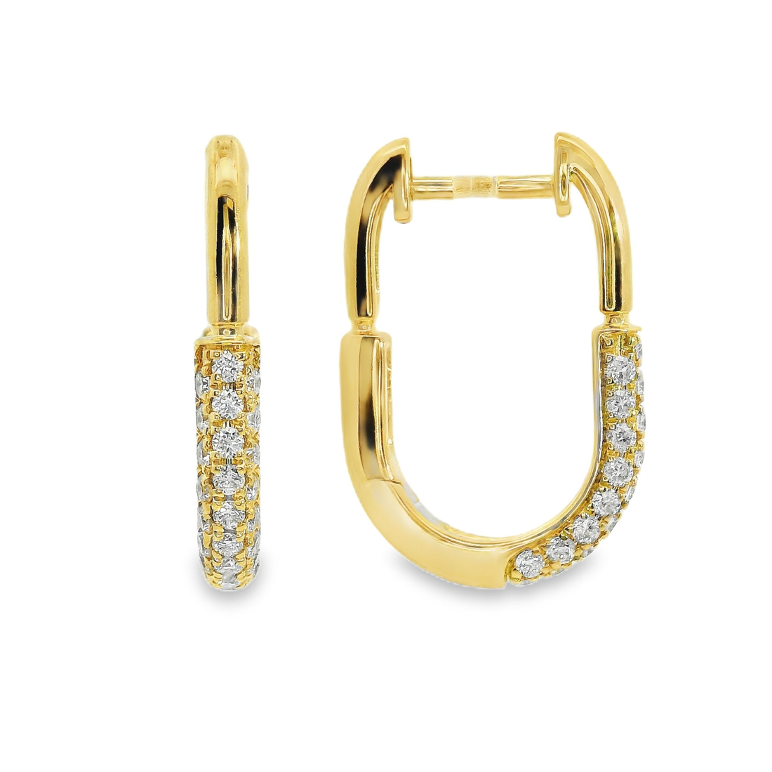 18kt Yellow Gold Round Natural Diamond Small Hoop Earrings (.33ct)