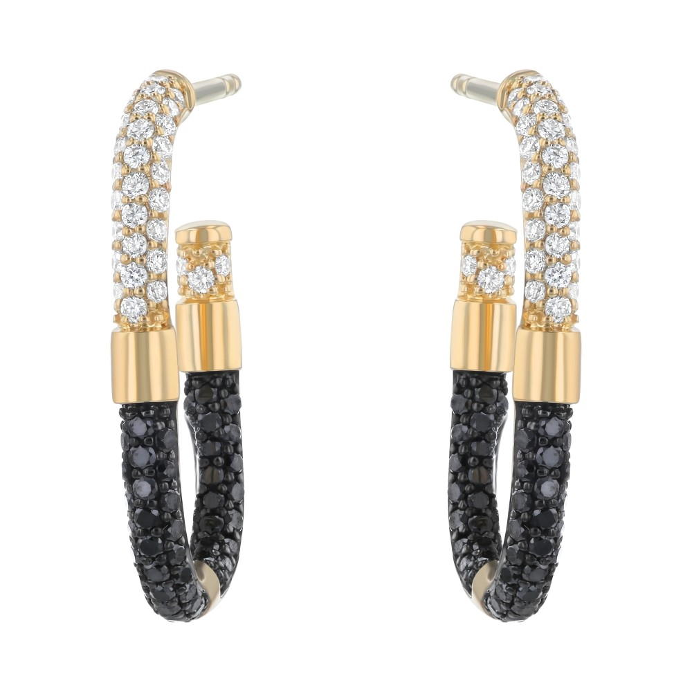 Oro Alexander 14kt Yellow Gold Natural Diamond Elongated Tube Earrings (.80ct)