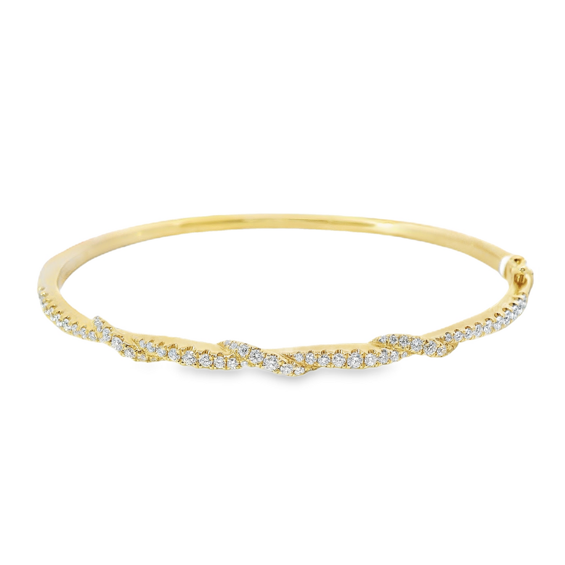 18kt Yellow Gold 7.5" Bangle Bracelet with Round Natural Diamonds (.69ct)