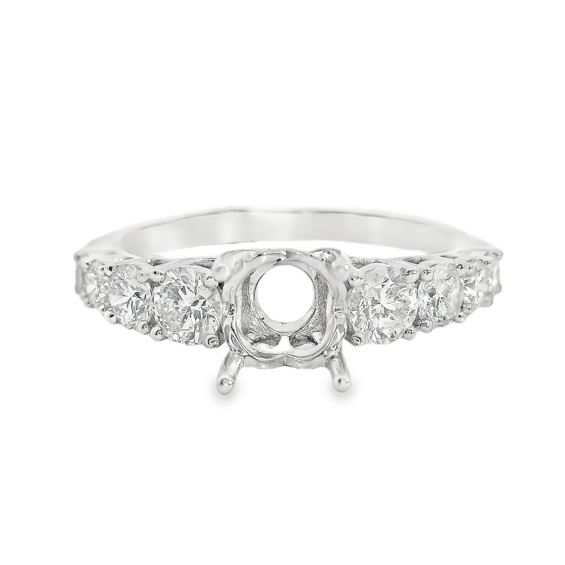 18kt White Gold Natural Round Diamond Semi-Mount Ring (.76ct)