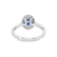 18kt White Gold Natural Oval Sapphire and Natural Round Diamond Halo Ring (1.29ct)