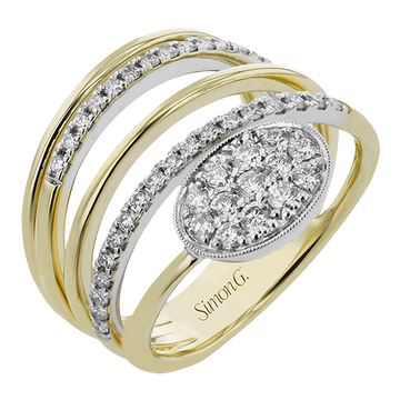 Simon G 18K Two Tone Diamond Right Hand Ring (.58ct)