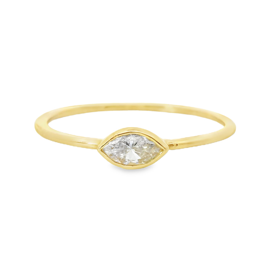 18kt Yellow Gold Bezel Set Natural Marquise Diamond Ring (.21ct)