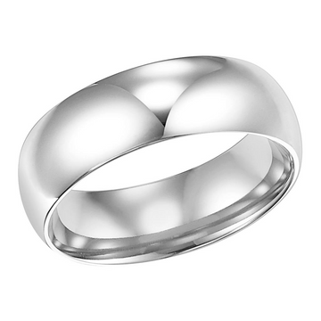 Goldman 18kt White Gold 6mm Half Round Polished Finish Wedding Band
