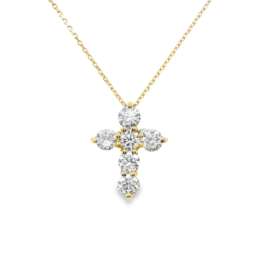 18kt Yellow Gold Natural Diamond Cross Pendant (1.11ct)