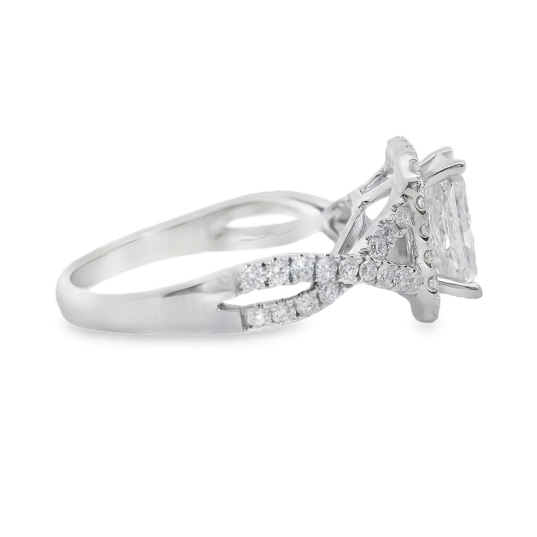 18kt White Gold Lab-Grown Radiant & Natural Round Diamond Engagement Ring (1.77ct)