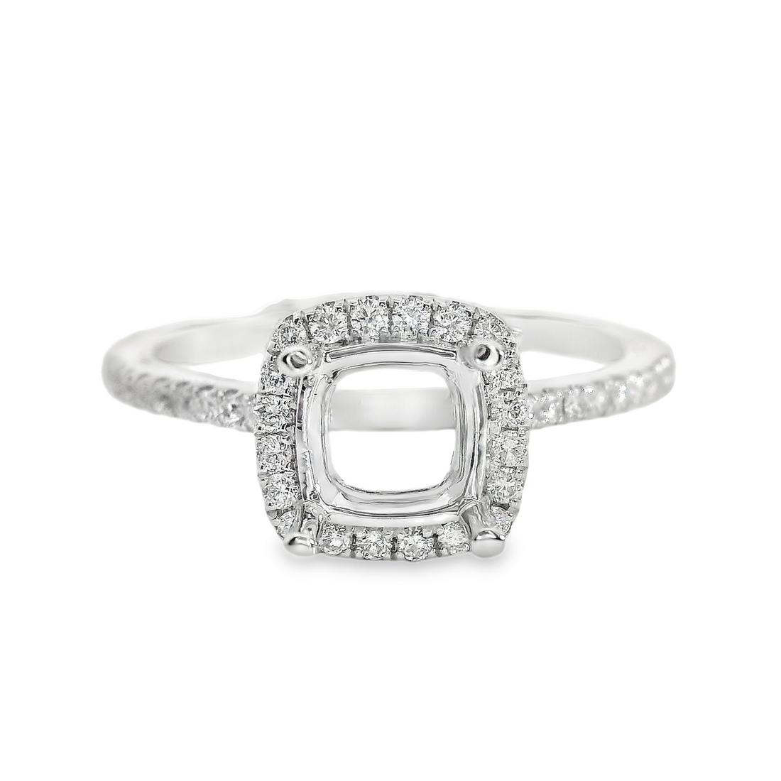 18kt White Gold Full-Cut Diamond Halo Semi-Mount Ring (.21ct)