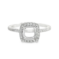 18kt White Gold Full-Cut Diamond Halo Semi-Mount Ring (.21ct)
