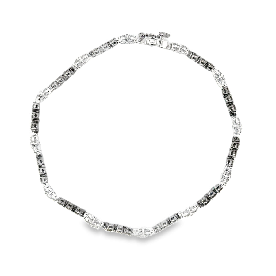 18kt White Gold Natural Round Diamond and Natural Chocolate Diamond Tennis Bracelet (2.88ctw)