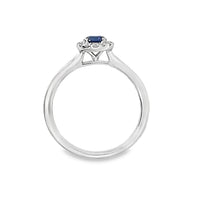 18kt White Gold Round Natural Sapphire and Round Natural Diamonds Ring (0.46ct)