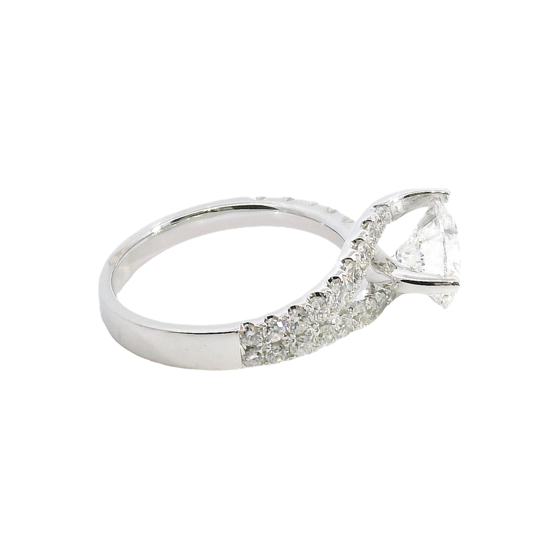 18kt White Gold Contemporary Natural Diamonds Semi-Mount Ring (0.71ct)