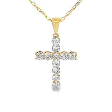 18kt Yellow Gold Natural Diamond Cross Pendant (1ct)