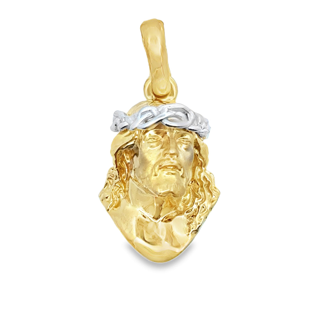 18kt Two-Tone Gold Italian Made Christ Head Pendant (10.9g)