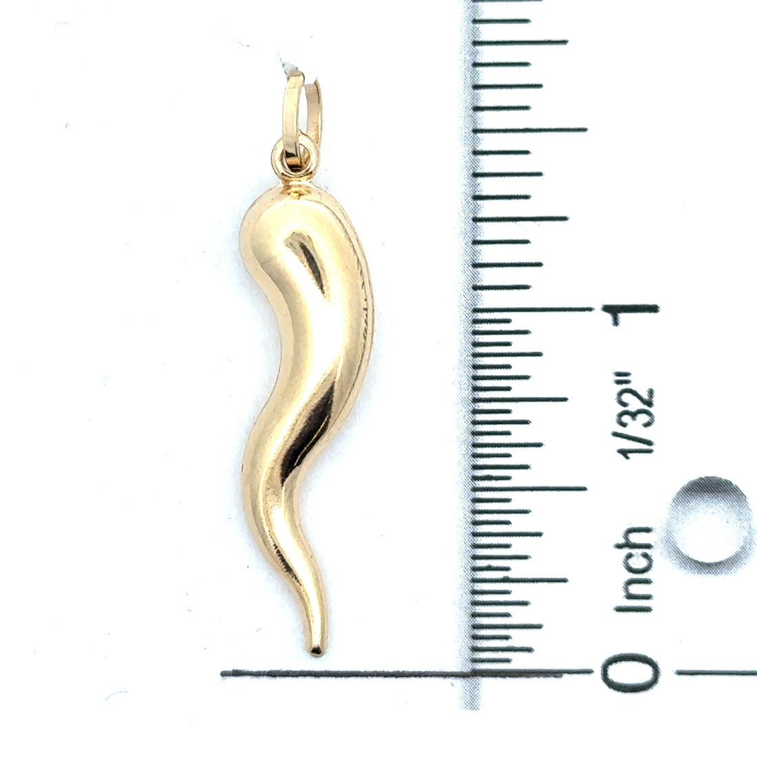 18kt Yellow Gold 41mm Italian Made Horn Pendant (2.13g)