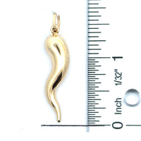 18kt Yellow Gold 41mm Italian Made Horn Pendant (2.13g)