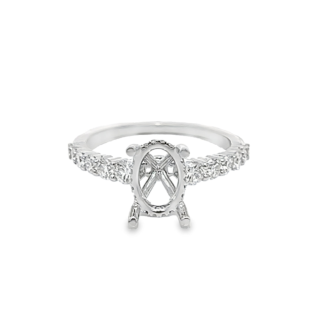 18K White Gold Natural Round Diamond Semi-Mount Ring (.60ct)